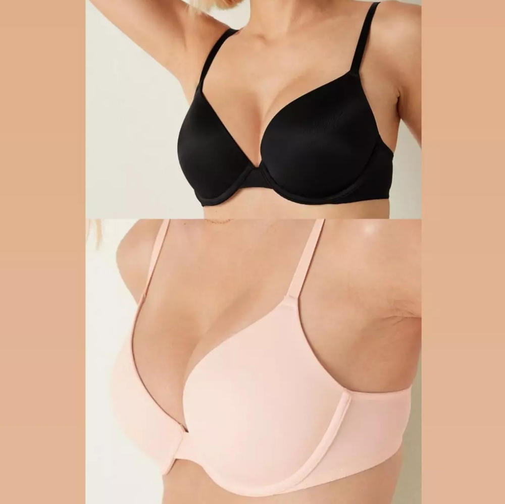 (2) PINK by Victoria Secret Wear Everywhere Push-Up Bra Bundle 32DD